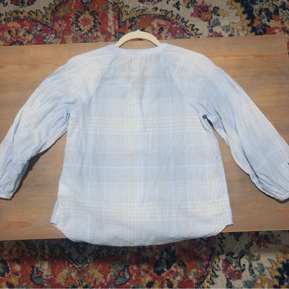 Free Assembly light blue plaid button down blouse - Picture 9 of 11